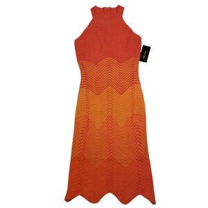 NWT Crochet Pink/Orange Bodycon Long Dress Sundress Beach Sunset Taylor X-Small